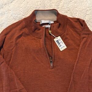 Peter Millar Men's Zip-Up Sweater in Rust